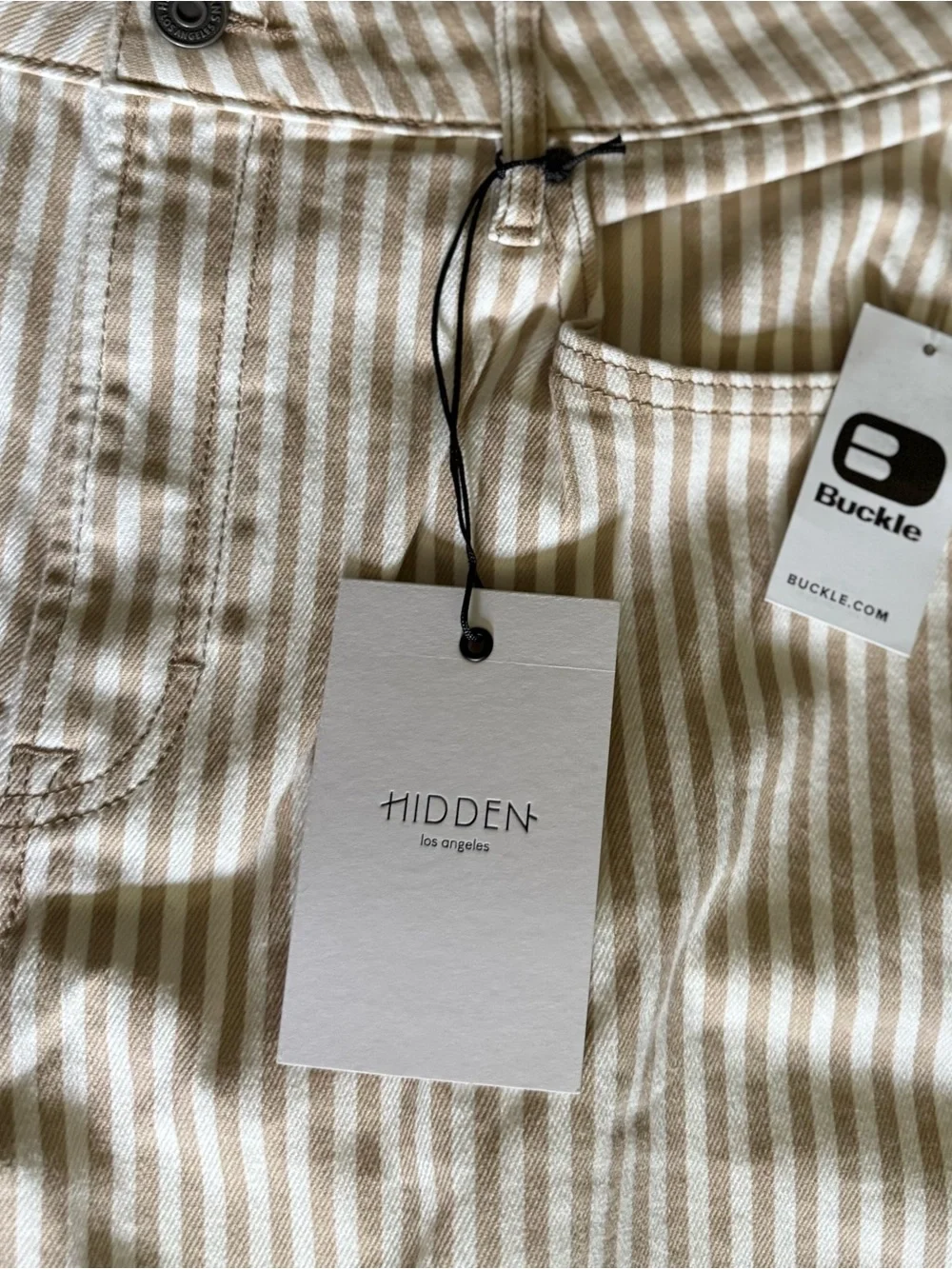 NWT HIDDEN Los Angeles Sammie Barrel Jeans Tan Stripe Size 29
